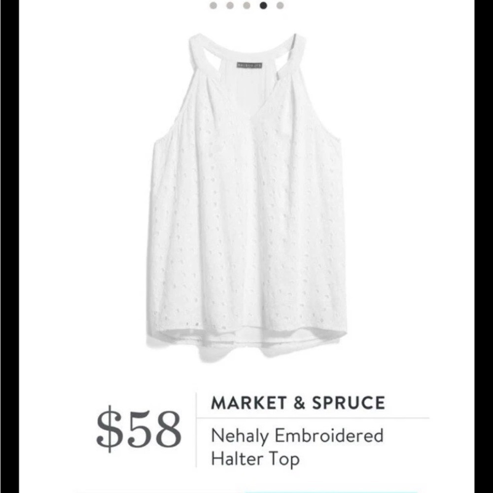 Market & Spruce White Eyelet Halter Top M | Bridal Shower Bachelorette - Picture 10 of 10